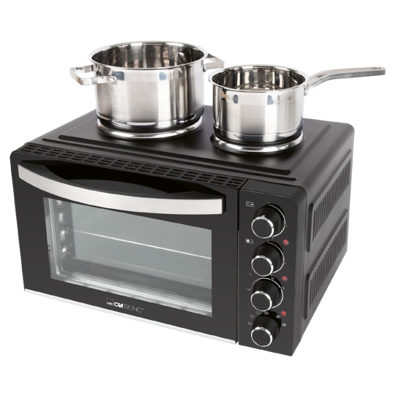 CLATRONIC unité de cuisine KK 3786, 2 plaques de cuisson, 28 litres espace cuisson, noir